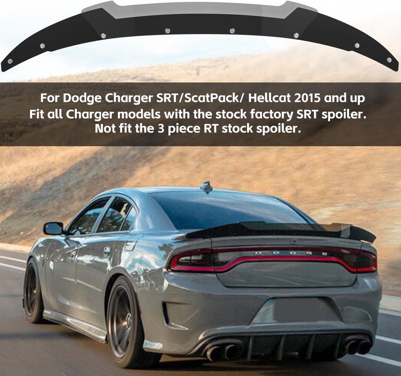 Sunluway Venom V2 Rear Wickerbill Spoiler for Dodge Charger 2015-2024 SRT Scat Pack Hellcat Daytona -2 Pieces Add-on Style Wicker Bill Spoiler with RivNut Tool (Gloss Black) - Image 2